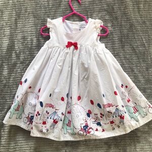 Circus themed red white and blue dress 24 moths